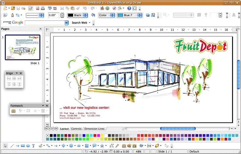 Open Office Draw: The free graphics editing software from Open Office.
